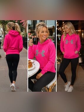 LG Women's Bright Pink Logo Hoodie - Pullover Sweatshirt